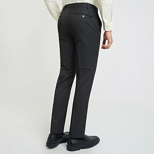 Raymond Men's Grey Contemporary Fit Checks Trouser, 1 pc (Size - 32) Polyester Viscose Blend