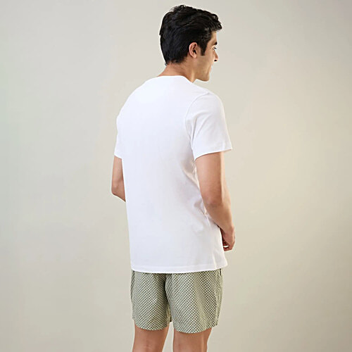 Sleepz by Raymond Men's White Cotton Regular Fit Lounge T-Shirt, 1 pc (Size - L) 