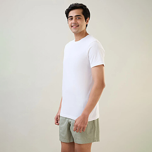 Sleepz by Raymond Men's White Cotton Regular Fit Lounge T-Shirt, 1 pc (Size - L) 