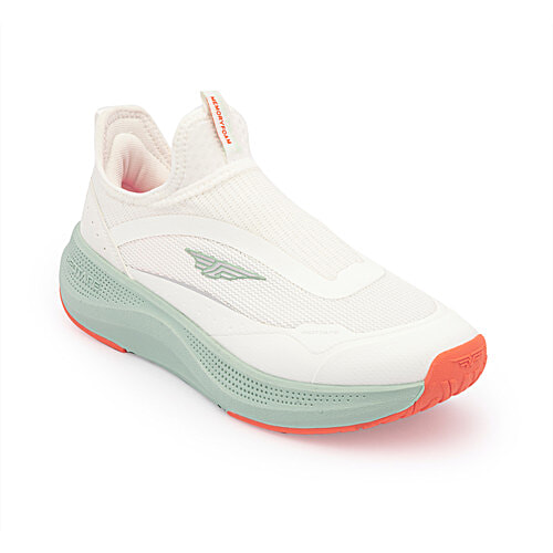 Redtape Women's Walking Slip-On Shoes - White/Green/Orange, 1 Pair (UK/IND-4) Everyday Wear, Style & Comfort