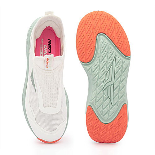 Redtape Women's Walking Slip-On Shoes - White/Green/Orange, 1 Pair (UK/IND-6) Everyday Wear, Style & Comfort