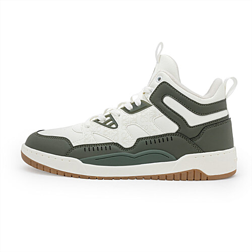 Redtape Men's Lifestyle Sneakers With Supportive High-Top Fit - White & Olive Green, 1 Pair (UK/IND-7) Extra Ankle Support, Style & Comfort