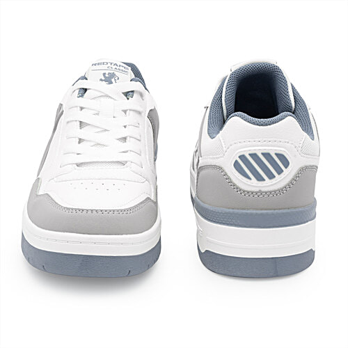 Redtape Men’s Super Sneakers - White/Blue/Grey, 1 Pair (UK/IND-7) For Everyday Versatility, High-Density Foam Footbed, Style & Comfort