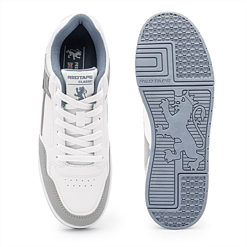 Redtape Men’s Super Sneakers - White/Blue/Grey, 1 Pair (UK/IND-7) For Everyday Versatility, High-Density Foam Footbed, Style & Comfort