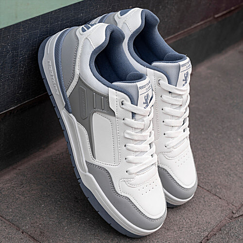 Redtape Men’s Super Sneakers - White/Blue/Grey, 1 Pair (UK/IND-7) For Everyday Versatility, High-Density Foam Footbed, Style & Comfort