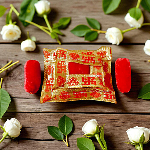 House of Festivals Ladoo Gopal Red Velvet Bedding Set - Size 1, 1 pc Ideal for Janmashtami Celebration