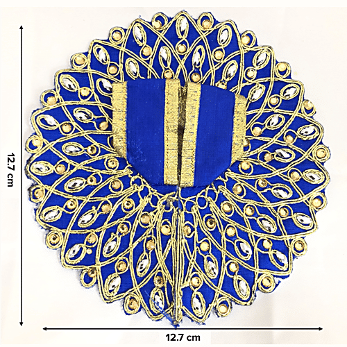 Melukhha Laddu Gopal Poshak With Mandala Gold Embroidery & Kundan Work - Blue, Size 1, 1 pc  