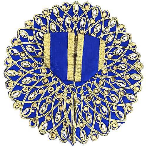 Melukhha Laddu Gopal Poshak With Mandala Gold Embroidery & Kundan Work - Blue, Size 1, 1 pc  