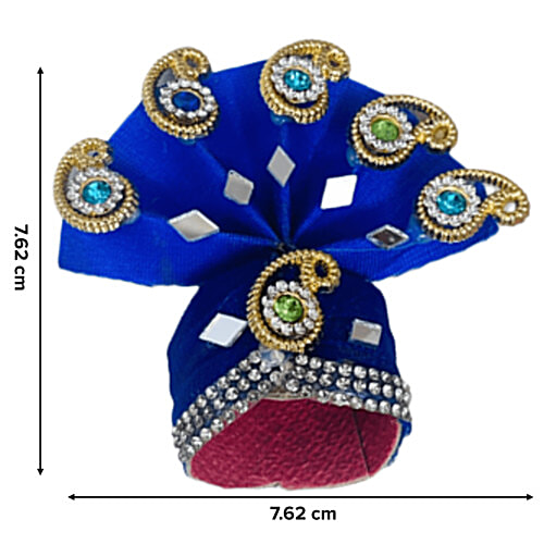 Melukhha Laddu Gopal Fancy Stone Studded Pagdi Dark - Blue, Size 1, 1 pc  