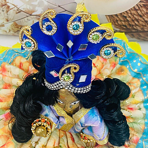 Melukhha Laddu Gopal Fancy Stone Studded Pagdi Dark - Blue, Size 1, 1 pc  