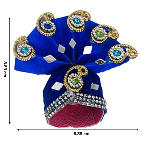 Melukhha Laddu Gopal Fancy Stone Studded Pagdi Dark - Blue, Size 2, 1 pc
