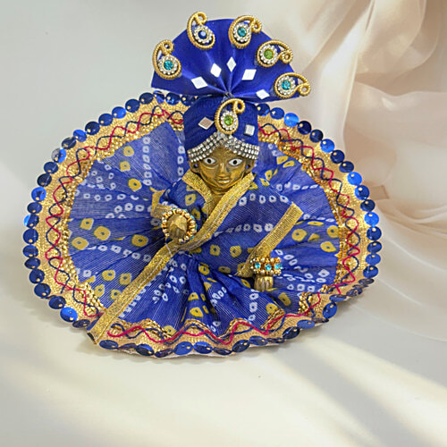 Melukhha Laddu Gopal Fancy Stone Studded Pagdi Dark - Blue, Size 2, 1 pc