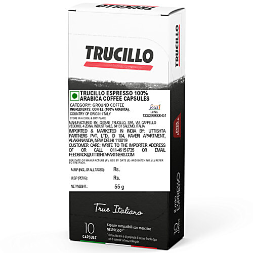 Trucillo IL Mio Espresso Arabica Coffee Capsule, 50 g (10x5 g) Compatible Nespresso Machine Capsules, Ground Coffee
