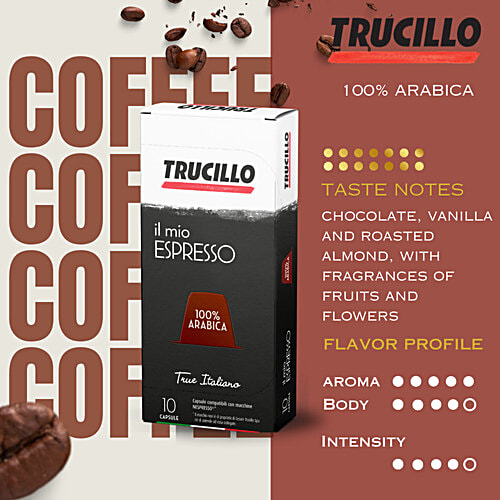 Trucillo IL Mio Espresso Arabica Coffee Capsule, 50 g (10x5 g) Compatible Nespresso Machine Capsules, Ground Coffee