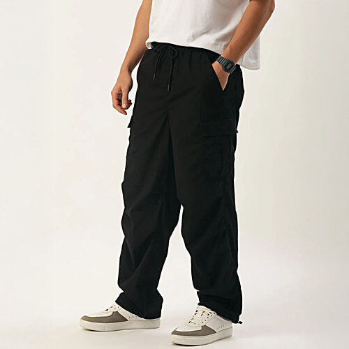 Bene Kleed Black Loose Fit Cotton Cargos, 1 pc (Size - 34) Premium Cotton, Combination of Softness/Comfort & Strength