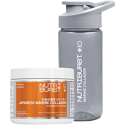 Nutriburst Orange Flavour Japanese Marine Collagen, 100 g High Absorption 8 g Collagen
