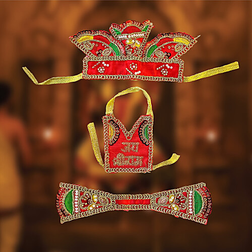 Pujashree Hanumanji Vastra for 4 inches idol, 3 Pcs  