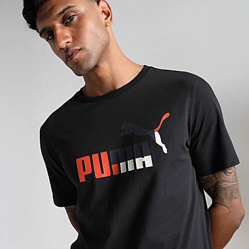 Puma Men's Black Cotton Regular Fit Logo Printed Sports T-Shirt, 1 pc (Size - L)