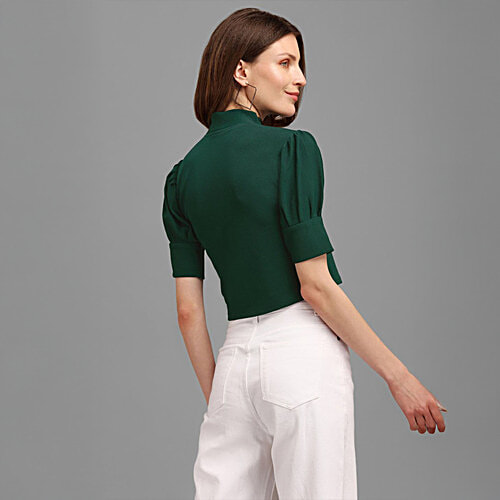 Purvaja Women's Green Regular Fit Crop Top, 1 pc (Size - XL) 