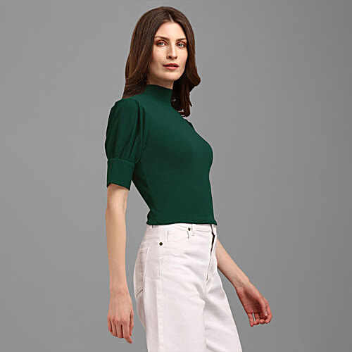 Purvaja Women's Green Regular Fit Crop Top, 1 pc (Size - XL) 