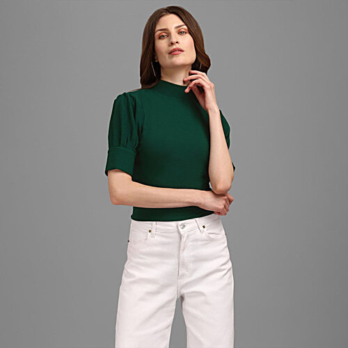 Purvaja Women's Green Regular Fit Crop Top, 1 pc (Size - XL) 