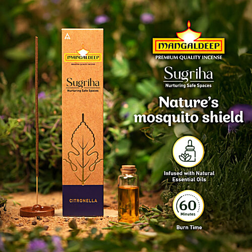 Mangaldeep Citronella Agarbatti Sticks, 40 pcs Mosquito Repellant Incense Sticks