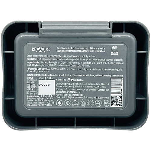 Bravado Artist Extraa Strong Hold Crystal Hair Wax For Men, 75 g  Natural Shine, Easy to Re-style, Nourishes & Moisturises Hair