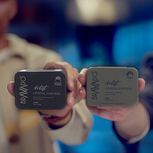 Bravado Artist Extraa Strong Hold Crystal Hair Wax For Men, 75 g  Natural Shine, Easy to Re-style, Nourishes & Moisturises Hair