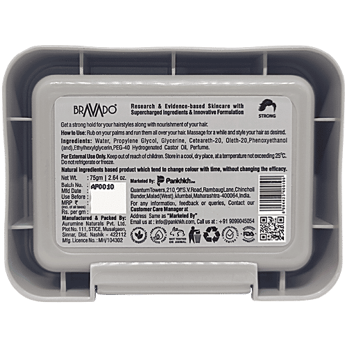 Bravado Artist Strong Hold Crystal Hair Wax For Men, 75 g  Natural Shine, Easy to Re-style, Nourishes & Moisturises Hair