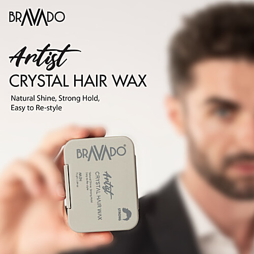 Bravado Artist Strong Hold Crystal Hair Wax For Men, 75 g  Natural Shine, Easy to Re-style, Nourishes & Moisturises Hair