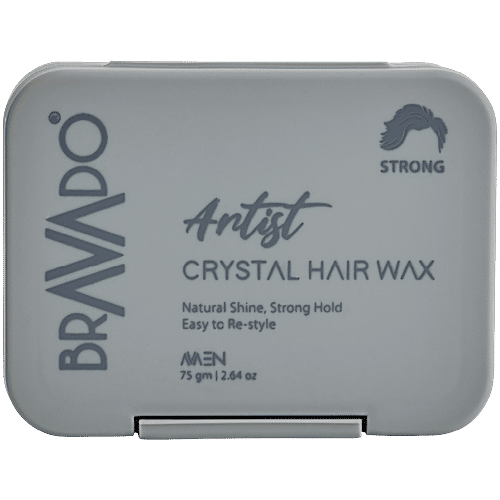 Bravado Artist Strong Hold Crystal Hair Wax For Men, 75 g  Natural Shine, Easy to Re-style, Nourishes & Moisturises Hair