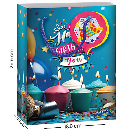 Archies Happy Birthday To You Design Printed Paper Gift Bag - Small, 3 pcs  
