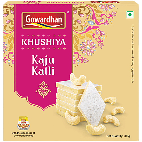 Gowardhan Khushiya Kaju Katli, 200 g  Made With Gowardhan Ghee
