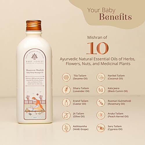 Baby Forest Maasoom Maalish Baby Body Massage Oil, 200 ml  Enriched with Veldt Grape Rujamari Til oil Derma safe