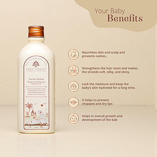 Baby Forest Narial Tailam Organic Cold Pressed Coconut Oil, 200 ml