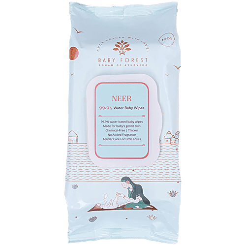 Baby Forest Neer 99.9% Water Baby Wipes, 72 pcs Ideal for 0 Plus Months, Protects Baby's Skin, 3x Thicker & Softer