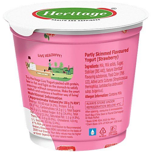 Heritage Livo Strawberry Yogurt, 90 g  High 5.5% Protein