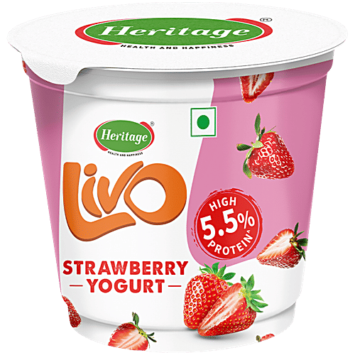 Heritage Livo Strawberry Yogurt, 90 g  High 5.5% Protein