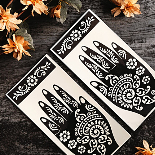 House of Festivals Mehndi Sticker For Both Hands - 20.32 cm, 1 Pair  Perfect for Every Festive Occasion, Convenient Choice