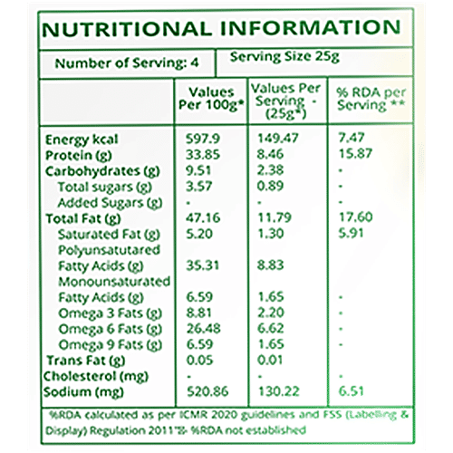 Hampa Nutrition Roasted Hemp Hearts With Chipotle, 100 g  Wholesome Nutrition, Edestin Protein, Omega 3+6+9, Dietary Fibres