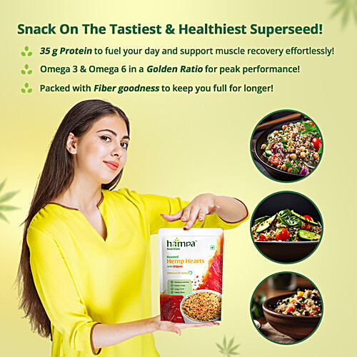 Hampa Nutrition Roasted Hemp Hearts With Chipotle, 100 g  Wholesome Nutrition, Edestin Protein, Omega 3+6+9, Dietary Fibres