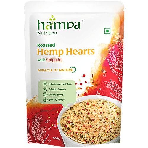 Hampa Nutrition Roasted Hemp Hearts With Chipotle, 100 g  Wholesome Nutrition, Edestin Protein, Omega 3+6+9, Dietary Fibres