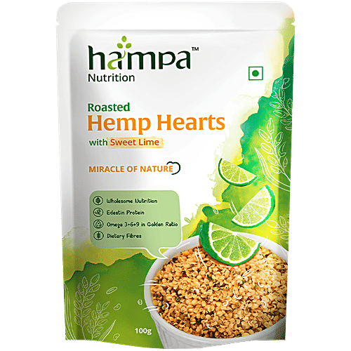 Hampa Nutrition Roasted Hemp Hearts With Sweet Lime, 100 g  Wholesome Nutrition, Edestin Protein, Omega 3-6+9 in Golden Ratio, Dietary Fitres