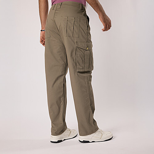 Hoversoul Cotton Lycra Cargo Pants - Khaki, 1 pc (Size - 36) Casual Wear, Comfort for All-Day Wear