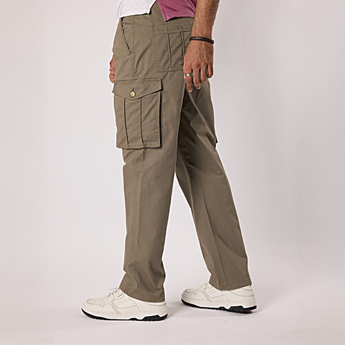 Hoversoul Cotton Lycra Cargo Pants - Khaki, 1 pc (Size - 36) Casual Wear, Comfort for All-Day Wear