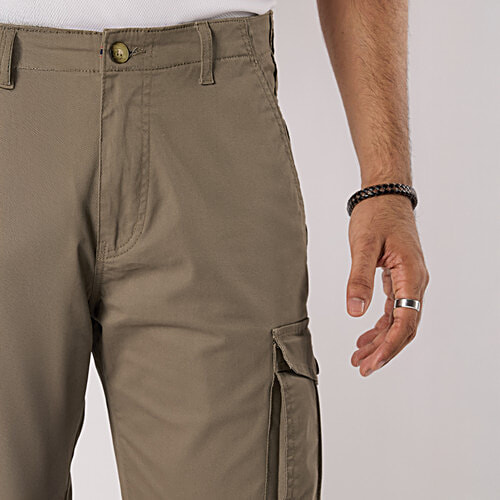 Hoversoul Cotton Lycra Cargo Pants - Khaki, 1 pc (Size - 36) Casual Wear, Comfort for All-Day Wear