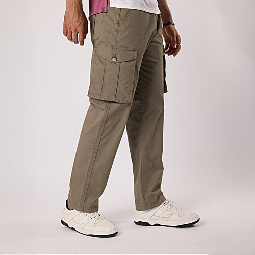 Hoversoul Cotton Lycra Cargo Pants - Khaki, 1 pc (Size - 36) Casual Wear, Comfort for All-Day Wear