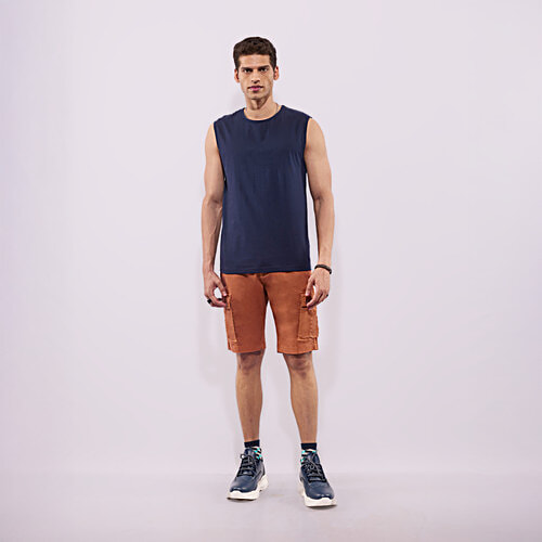 Hoversoul Cotton Lycra Overdyed Back Elastic Shorts - Rust Brown, 1 pc (Size - 36) Casual Wear, Comfort for All-Day Wear