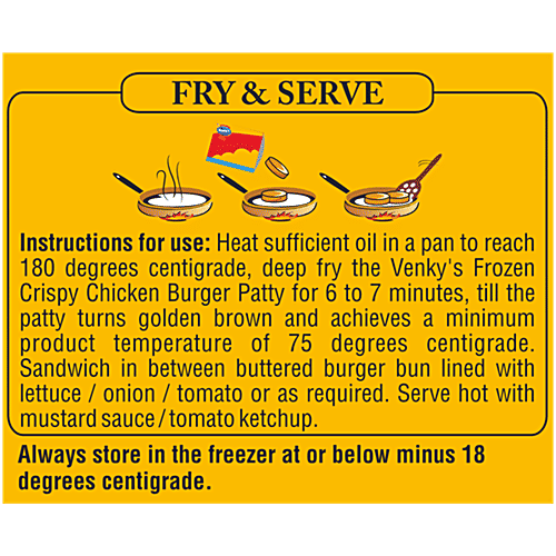 Venkys Crispy Chicken Burger Patty, 900 g (10 pcs) Fry & Serve