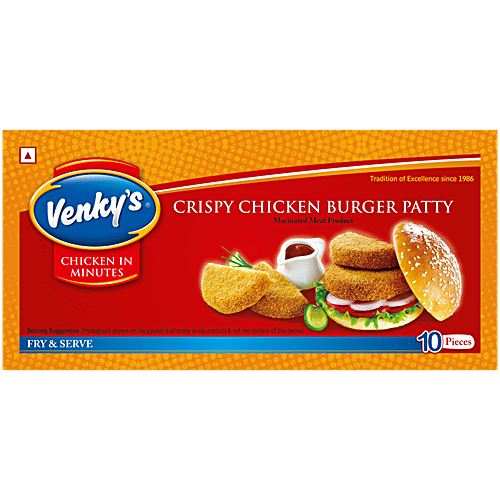 Venkys Crispy Chicken Burger Patty, 900 g (10 pcs) Fry & Serve